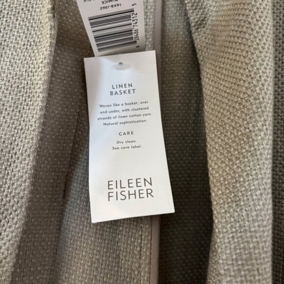 NEW Eileen Fisher Basket Weave Swing Jacket Open Front Size Large Pumice Oatmeal - Picture 3 of 10